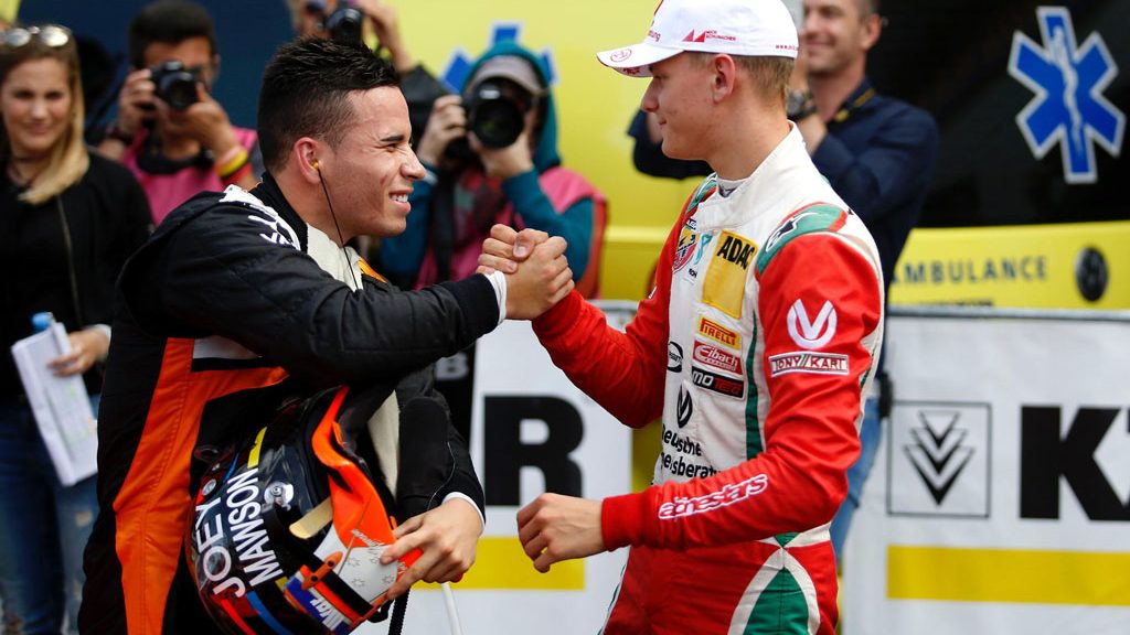 Joey Mawson with Championship rival Mick Schumacher